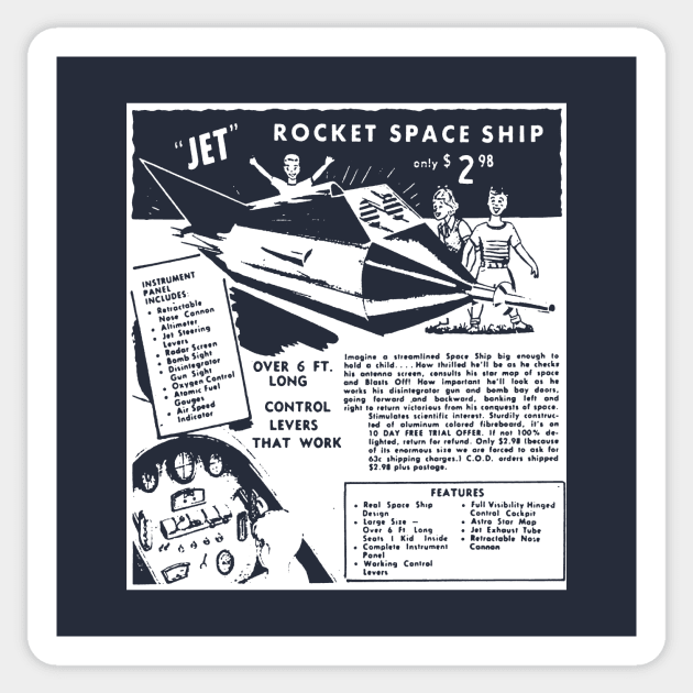 Jet Rocket Space Ship Ad Sticker by GloopTrekker